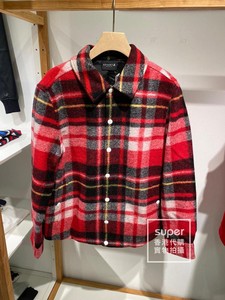 香港專櫃代購agnes b.sport紅色格子羊毛呢大衣外套 19秋冬男裝