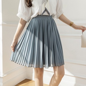 雪纺百褶半身裙女夏季2024新款韩版垂感小个子a字显瘦高腰短裙子