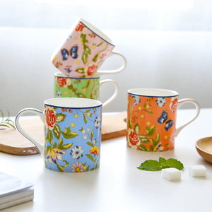 骨瓷花朵情侣欧式水杯咖啡陶瓷水杯创意办公室红茶牛奶礼品物简约