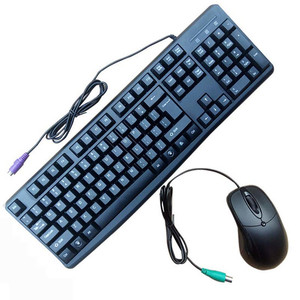 全新黑色USB键盘鼠标笔记本台式电脑办公有线ps2圆头接口键鼠套装
