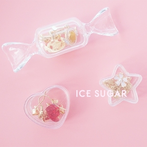 「ice 小物收纳盒」便携日系原宿软妹少女心形透明糖果耳饰首饰盒