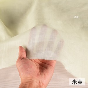 米黄色100支纯苎麻布料 超薄半透柔软100%天然细麻纱设计师面料