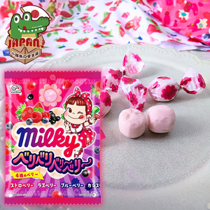日本进口fujiya不二家4种混合莓果牛奶糖牛乳软糖喜糖糖果零食