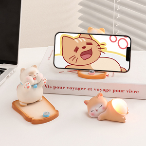 创意可爱招财猫手机支架桌面小摆件办公室工位装饰品新年年会礼物