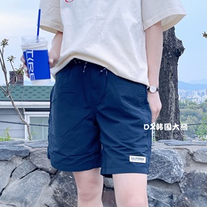 韩国大熊 WHOAU 22夏季男女同款小标抽绳弹力腰速干短裤