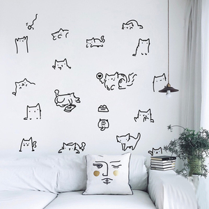 好多猫咪 创意ins贴画宠物店猫咖沙发卧室浴室猫屋背景装饰墙贴纸
