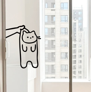 小猫咪有趣贴纸 ins墙贴创意宠物店门贴厨房冰箱玻璃贴房间装饰贴