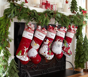 出口尾单 可定做名字圣诞袜棉布夹棉圣诞节装礼物袜子挂袋满2包邮