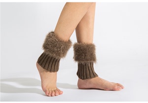 新款秋冬毛毛靴套短款毛线保暖护踝袜套时尚女士保暖脚脖美腿鞋套