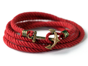 海军风时尚手工编织复古船锚男女式手绳情侣带字母手链学生手绳
