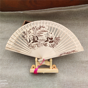 创意熊猫香木扇子折叠木质扇子女士工艺扇四川成都旅游纪念送朋友