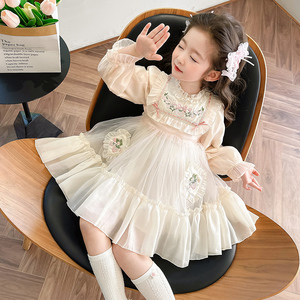 女童洋气时尚2024春季新款洛丽塔公主裙中小童韩版甜美公主裙儿童
