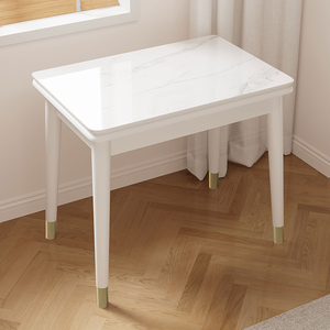 岩板餐桌可折叠现代简约小户型家用实木餐椅组合省空间多功能桌子