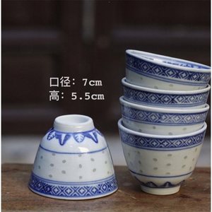 景德镇陶瓷青花玲珑杯功夫茶具怀旧老式复古十大瓷厂茶杯水杯
