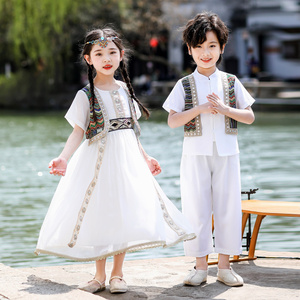 儿童傣族少数民族服装女童异域风情连衣裙男童新疆西双版纳演出服