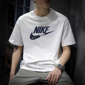 耐克顿短袖t恤男2024夏季新款纯棉圆领白色运动上衣时尚潮牌体恤