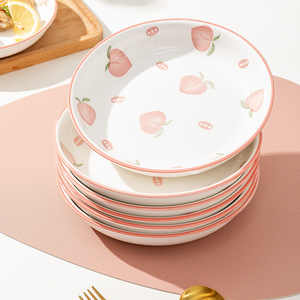 日式可爱盘子菜盘家用2024新款网红简约陶瓷深盘碟子碗盘餐具套装