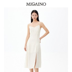 曼娅奴商场同款2022年夏季新款波点吊带性感长款连衣裙MM22DD056