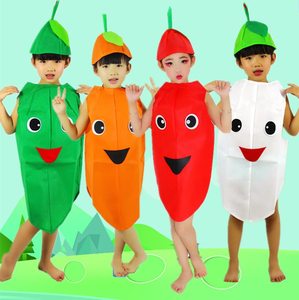 黄瓜表演服 白萝卜环保儿童胡萝演出服装亲子环保时装走秀舞台服