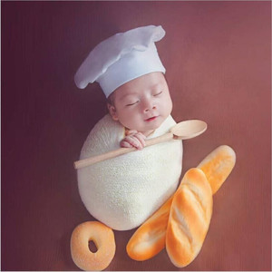 新生道具主题婴儿厨师造型摄影道具服装满月宝宝拍照厨师辅助套装