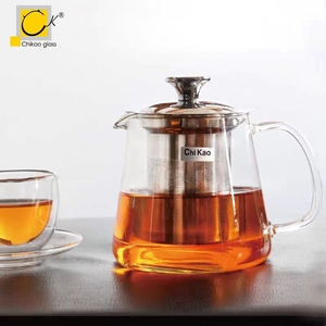 奇高chikao耐高温玻璃茶壶加厚短嘴不锈钢过滤茶楼餐厅泡茶煮茶壶