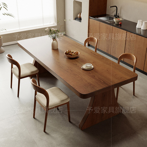 樱桃木实木餐桌椅组合原木家用北欧风长方形吃饭桌子家用8人韩式