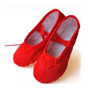 说唱中国红舞蹈鞋女童拉丁表演软底猫爪鞋芭蕾舞广场练功鞋棉布鞋