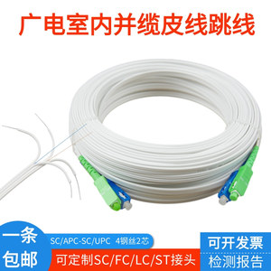 皮线光缆成品SC/APC-SC/UPC室内双芯广电光纤线2芯4头4钢广电并缆