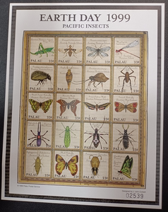 帕劳1999年太平洋地区的昆虫蚂蚱蜻蜓蚁屎蛾类蝴蝶邮票小版butter