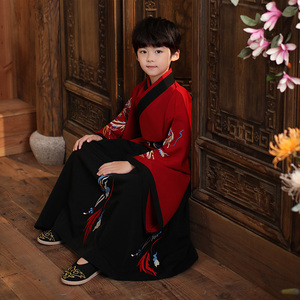 儿童古装汉服男童夏季2024新款龙年中国风帅气拜年唐装男孩演出服