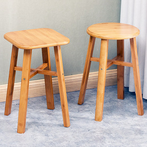 【碳化色】新中式小凳子楠竹圆凳方凳矮凳简约家用经济型榫卯结构
