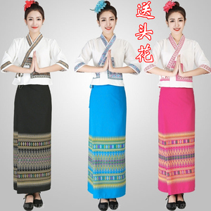 西双版纳傣族女装傣族裹裙筒泼水节工作服泰国服饰葫芦丝演出服装