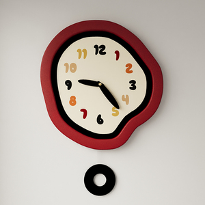钟表挂钟客厅装饰时钟挂墙上2024新款简约现代网红高级感免打孔钉
