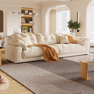 2024新款奶油风布艺沙发客厅豆腐块小户型现代简约科技布云朵沙发