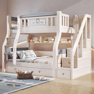 现代简约实木上下铺双层床上下床高低床姐弟儿童床大人两层子母床