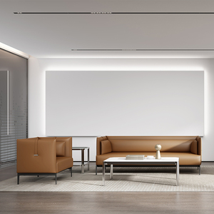 现代简约办公沙发商务接待会客休闲家具极简单人三人整体沙发组合