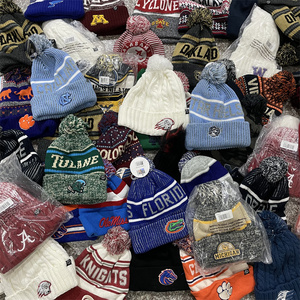 冬季毛线帽冷帽杨梅球潮流穿搭帽子美NCAA冰球橄榄球刺绣标滑雪帽