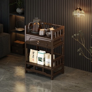 茶柜置物架新中式博古架茶叶茶边茶水柜客厅置物柜竹子储物边柜子