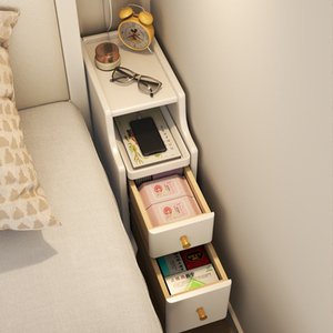 极窄床头柜小型置物架家用出租房卧室迷你实木床边夹缝长条收纳柜