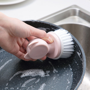 锅刷带手柄卡通厨房清洁刷 洗碗刷锅灶台清洁刷子不伤手去污神器