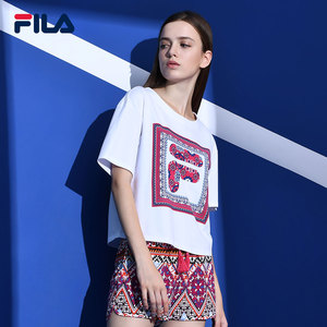 FILA斐乐品牌女装短袖T恤2019夏季新款宽松半袖印花运动