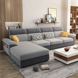 北欧乳胶布艺沙发小户型可拆洗现代简约三人转角沙发客厅整装组合