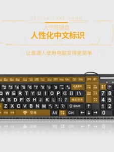 老人键盘大字母电脑键盘大字体带中文有线大字符低视力耐磨超大字