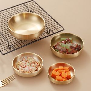 韩式不锈钢小菜碟餐碗调味碟酱料碟火锅蘸料碗米饭碗商用金色小碗
