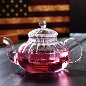 高硼硅耐热玻璃条纹壶 花茶壶 茶具功夫 泡茶壶 透明过滤明火加热