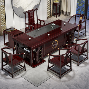 高端花梨木茶桌椅组合红木茶台办公室客厅家用新中式实木茶几边柜