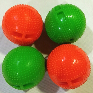 硅胶柔力球绿色桔红色可自己绑彩纱彩带彩绸直径6厘米健身软球