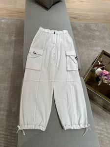 Brunello Cucinelli代购4.8折女士3S白色大口袋抽绳全棉工装裤