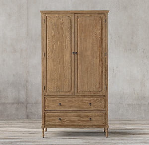 法式实木复古两门衣柜 欧式美式卧室衣柜 地中海衣柜 可定制