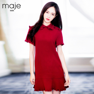 唐嫣明星同款2024夏红色短袖连衣裙短裙夏季新款小红裙